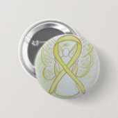 Geel bewustzijn Ribbon Angel Art Button (Voorkant /achterkant)