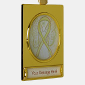 Geel bewustzijn Ribbon Angel Art Custom Ornament Verguld Banner Ornament (Rechts)