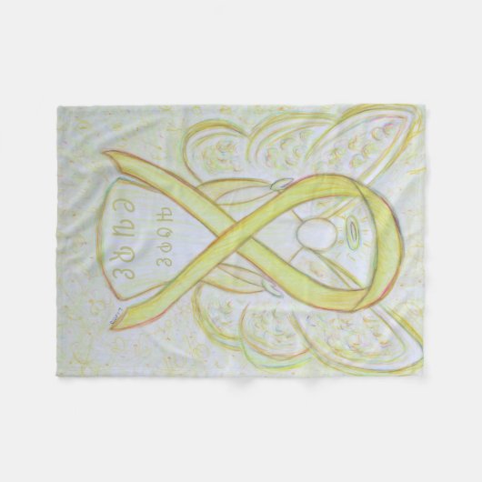 Geel bewustzijn Ribbon Angel Bone Cancer Blanket Fleece Deken (Voorkant (Horizontaal))