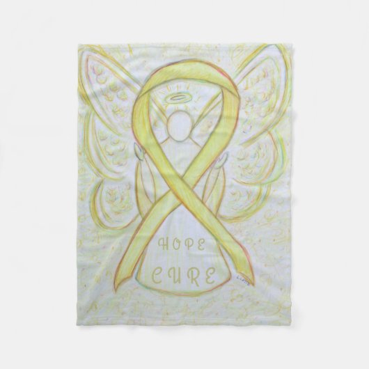 Geel bewustzijn Ribbon Angel Bone Cancer Blanket Fleece Deken (Voorkant)