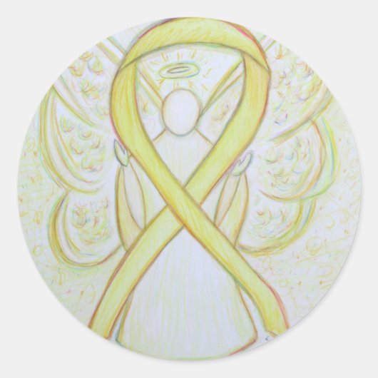 Geel bewustzijn Ribbon Angel Decale Stickers (Voorkant)