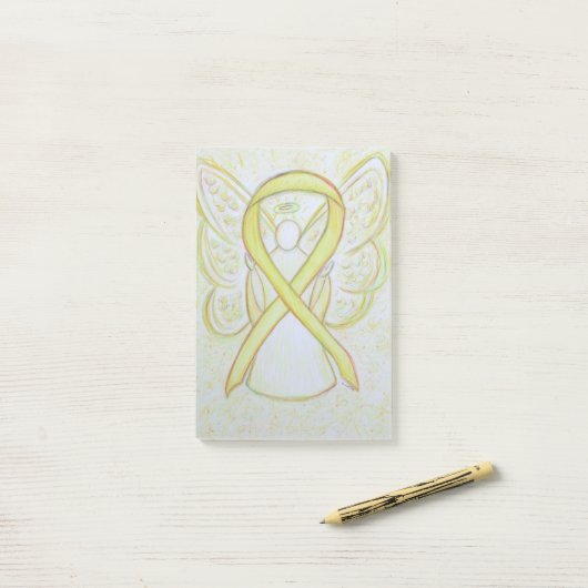 Geel bewustzijn Ribbon Angel Sticky Post ItNotes Post-it® Notes (Op bureau)
