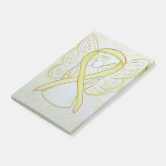 Geel bewustzijn Ribbon Angel Sticky Post ItNotes Post-it® Notes (Schuin)
