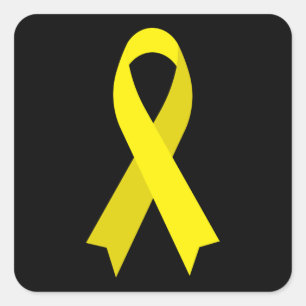 Geel bewustzijn Ribbon door Janz Black Vierkante Sticker