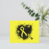 Geel bewustzijn Ribbon Grunge Heart Briefkaart (Staand voorkant)