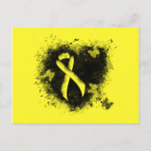 Geel bewustzijn Ribbon Grunge Heart Briefkaart (Voorkant)
