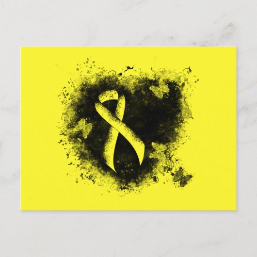 Geel bewustzijn Ribbon Grunge Heart Briefkaart (Voorkant)