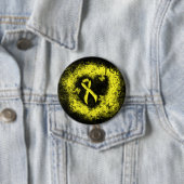 Geel bewustzijn Ribbon Grunge Heart Ronde Button 7,6 Cm (In situ)