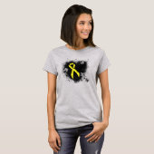 Geel bewustzijn Ribbon Grunge Heart T-shirt (Voorkant volledig)