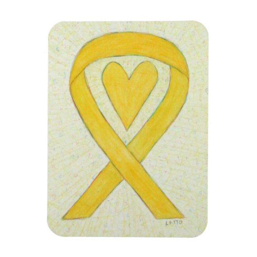 Geel bewustzijn Ribbon Heart Custom Magnet Gift Magneet (Verticaal)