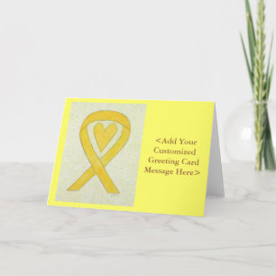 Geel bewustzijn Ribbon Heart, gepersonaliseerde Ka Kaart