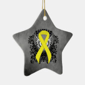 Geel bewustzijn Ribbon met Wings Keramisch Ornament (Rechts)