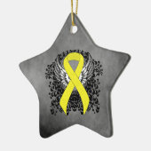Geel bewustzijn Ribbon met Wings Keramisch Ornament (Links)