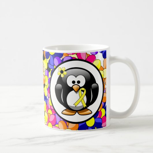Geel bewustzijn Ribbon Penguin Koffiemok (Rechts)