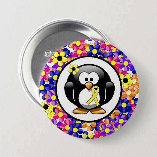 Geel bewustzijn Ribbon Penguin Ronde Button 7,6 Cm (Voorkant /achterkant)