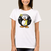 Geel bewustzijn Ribbon Penguin T-shirt (Voorkant)