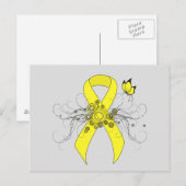 Geel bewustzijnslint met vlinder briefkaart (Voorkant / Achterkant)