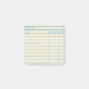 Geel bibliotheekkaart sticky notes - takenlijst po