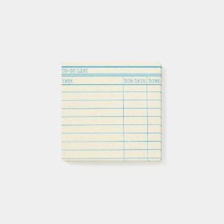 Geel bibliotheekkaart sticky notes - takenlijst po