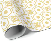 Geel bijen- en honingraatpatroon cadeaupapier (Rol Hoek)