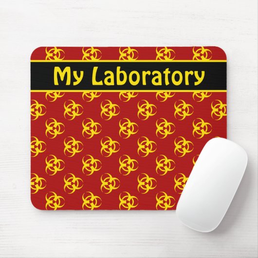 Geel Biohazard Mousepad met aangepaste tekst Muismat (Met muis)