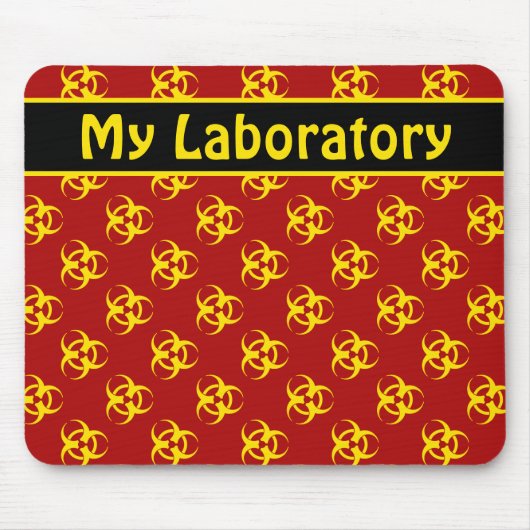 Geel Biohazard Mousepad met aangepaste tekst Muismat (Voorkant)