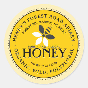 Geel Biologisch Honing Label Bee en Flower Logo