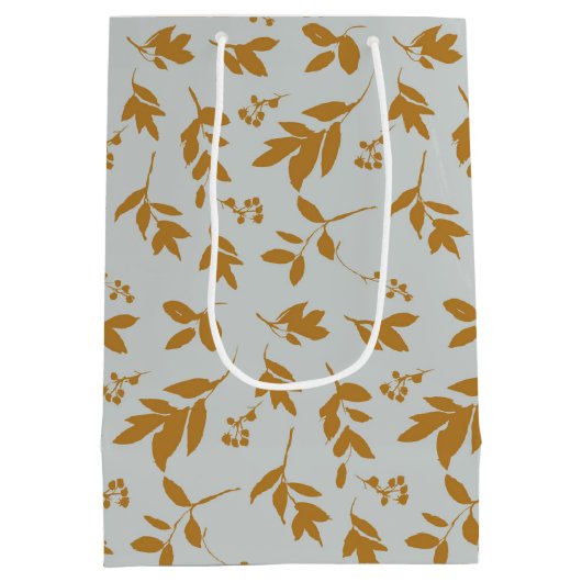 Geel bladvertakt tissuepapier medium cadeauzakje (Achterkant)