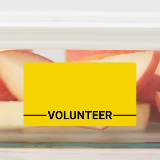 Geel Blank Vrijwilligersbadge Labels (Aangebracht)