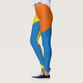 geel Blauw Abstract Kleurenblok sinaasappel Leggings (Links)