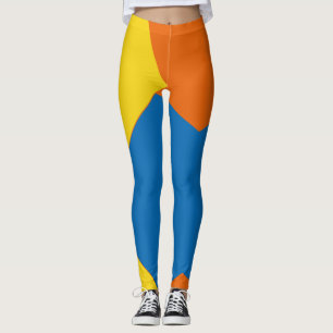  geel Blauw Abstract Kleurenblok sinaasappel Leggings