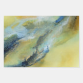 Geel Blauw Abstract Marmeren Patroon Inpakpapier Vel (Voorkant 3)