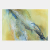 Geel Blauw Abstract Marmeren Patroon Inpakpapier Vel (Voorkant 2)