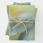 Geel Blauw Abstract Marmeren Patroon Inpakpapier Vel (In situ)