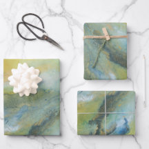 Geel Blauw Abstract Marmeren Patroon