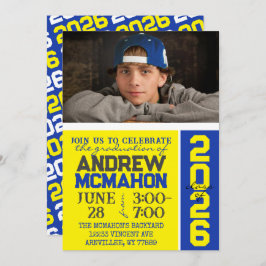 Geel & Blauw Afstuderen Fotouitnodiging Kaart