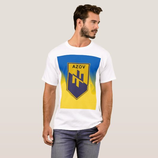 Geel blauw AZOV-bataljon T-shirt (Voorkant volledig)