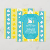 Geel Blauw Baby Boy Douche Uitnodigingen (Voorkant / Achterkant)