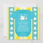 Geel Blauw Baby Boy Douche Uitnodigingen (Voorkant)