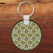 Geel Blauw Blauw Barcelona Patroon Keycha Sleutelhanger (Voorkant)