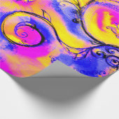 GEEL BLAUW BLAUW PINK WHIMSICAL FLOWERS Fantasy Fl Cadeaupapier (Hoek)