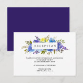 Geel Blauw Bloem BRUILOFT Receptie Enclosure Informatiekaartje (Voorkant / Achterkant)