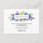 Geel Blauw Bloem BRUILOFT Receptie Enclosure Informatiekaartje (Voorkant)