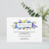 Geel Blauw Bloem BRUILOFT Receptie Enclosure Informatiekaartje (Staand voorkant)