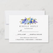 Geel Blauw Bloemen Bruiloft RSVP MAALTIJD optie (Voorkant)