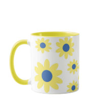 Geel Blauw Bloemen Patroon