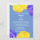 Geel Blauw Bloemen Roos Elegante bruiloft Kaart (Voorkant)