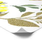 Geel Blauw Bloemen Unplugged Trouwceremonie Teken Poster (Hoek)