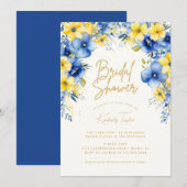 Geel Blauw Bloemen Vrijgezellenfeest Kaart (Voorkant / Achterkant)