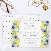 Geel blauw bloemencitroen Bruidsdouche Uitnodiging